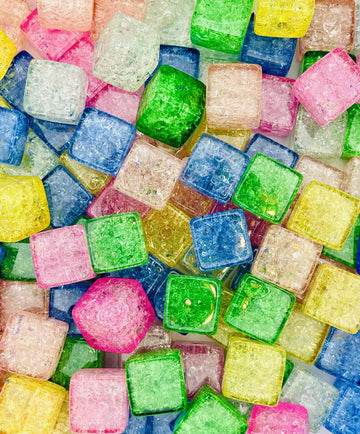 Vibrant Crackle Square Beads