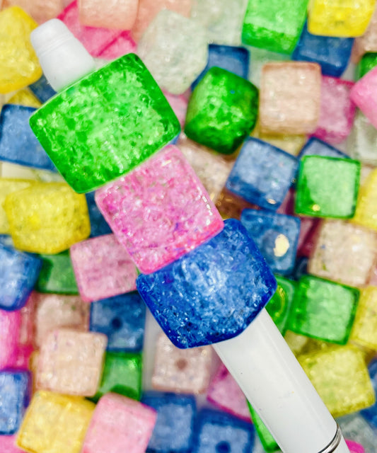 Vibrant Crackle Square Beads