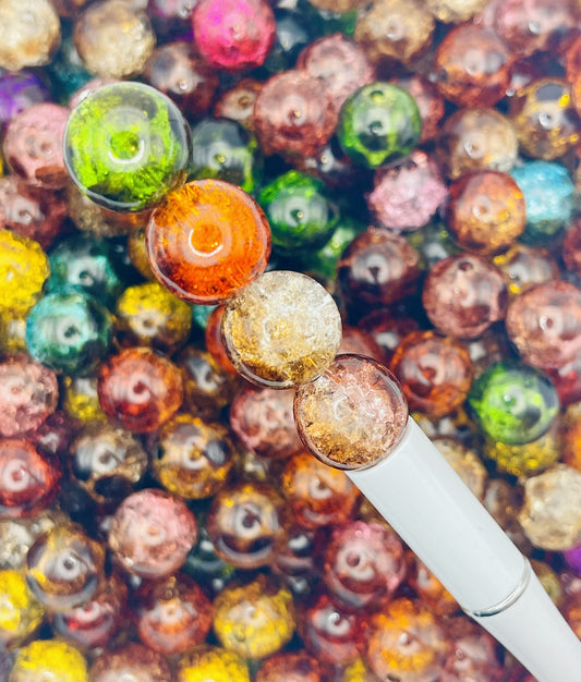 Dark Crackle Glass Beads