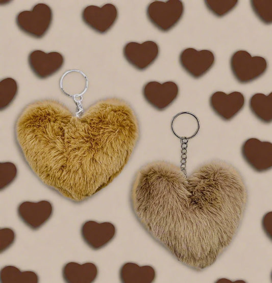 Fuzzy Heart Keychain - Soft and Sweet