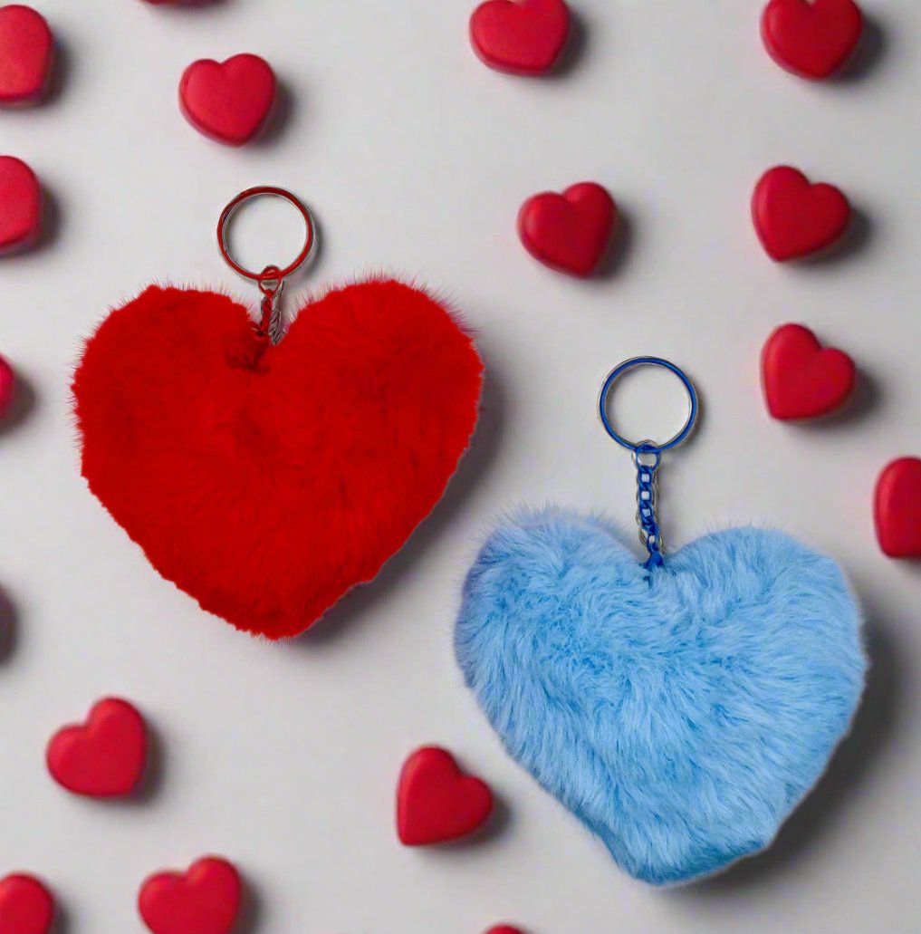 Fuzzy Heart Keychain - Soft and Sweet