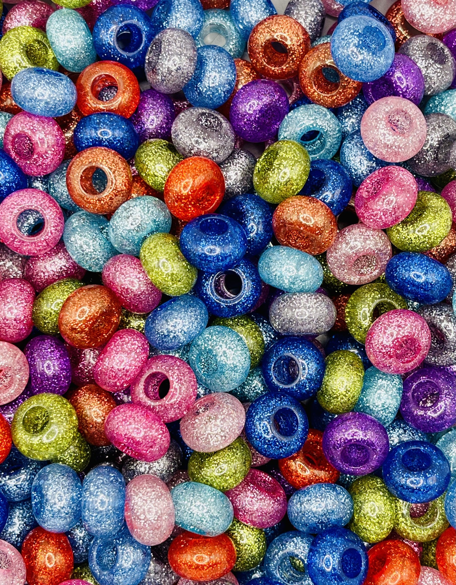 Glitter Spacer Bead Collection – Sparkling Multi-Color Beads for Jewelry and Crafting Projects