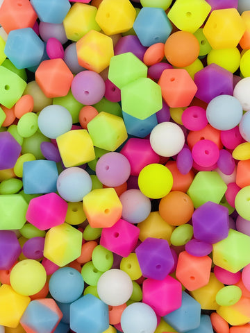 Glow-in-the-Dark Silicone Bead Mix – Vibrant & Fun for DIY Creations