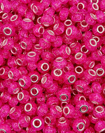 Hot Pink Crackle Big-Hole Spacer Beads