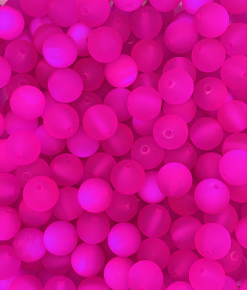 Hot Pink Frosted Cat Eye Beads