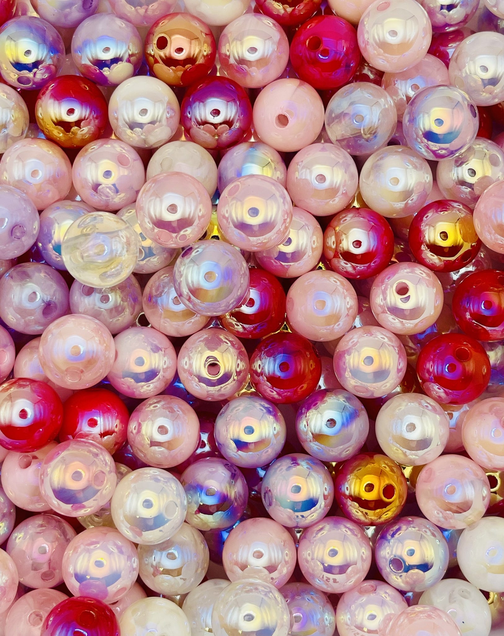 Iridescent Pink and Red Bead Mix – 16mm Radiant Craft Supplies
