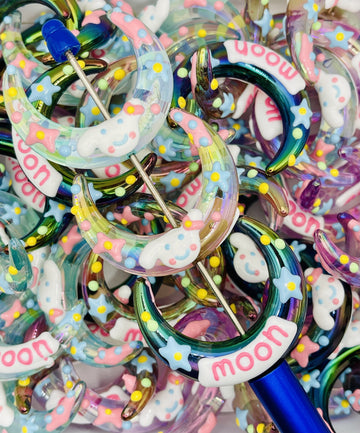 Moon Beads - Celestial Crescent Acrylic Beads with Stars for Jewelry and Crafts