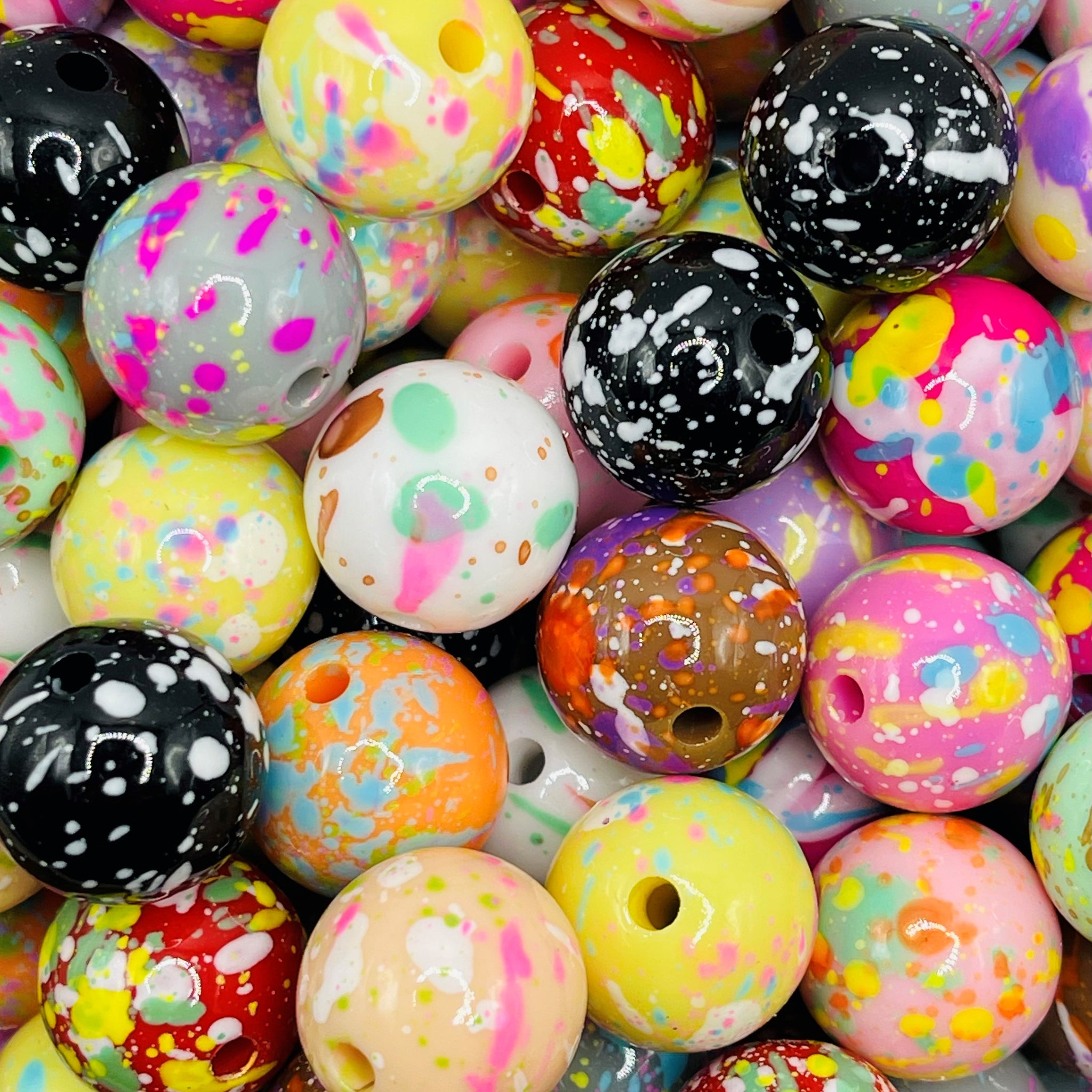 Paint Splatter Beads - 20 Pcs