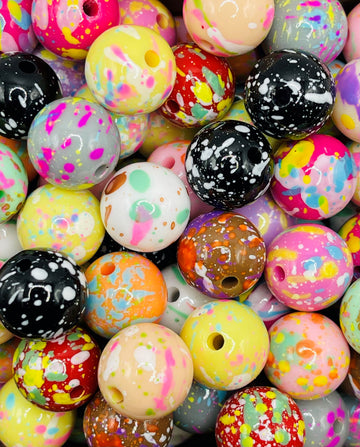 Paint Splatter Beads - 20 Pcs