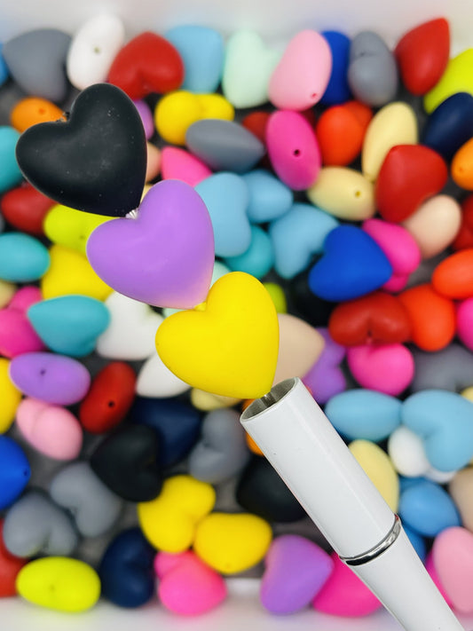 Colorful Silicone Heart Bead Mix: Soft Touch Hearts for DIY Jewelry & Crafts