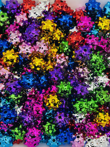 Starburst Metallic Beads - 12mm | Spiky, Reflective, DIY Jewelry Beads