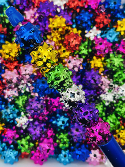 Starburst Metallic Beads - 12mm | Spiky, Reflective, DIY Jewelry Beads