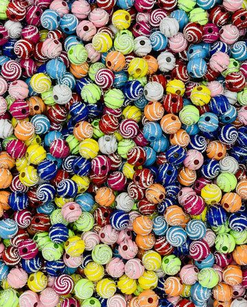 Swirled Silver Colorful Beads – Eye-Catching Accent Beads for Jewelry & Crafts