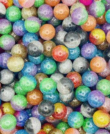 Two-Tone Glitter Round Beads – Sparkling Acrylic Beads for Pens, Jewelry & DIY Crafts