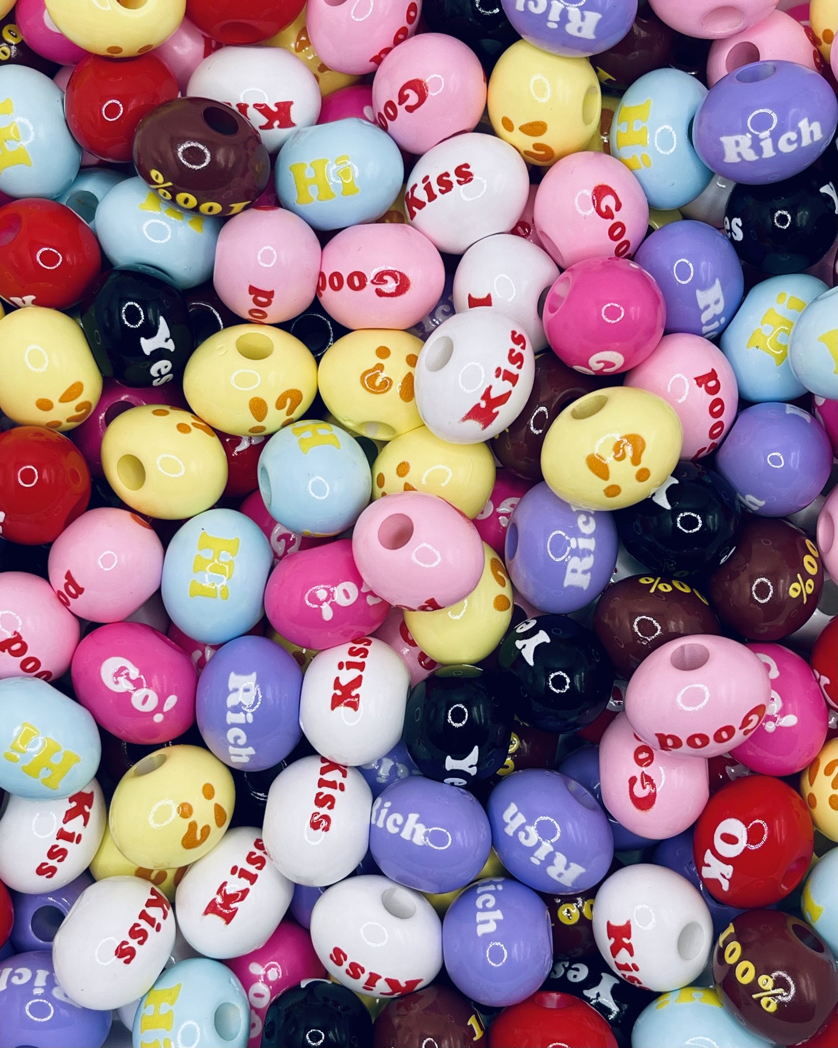 Glossy Word Phrase Beads