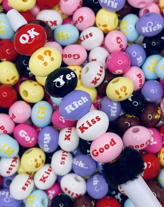 Glossy Word Phrase Beads