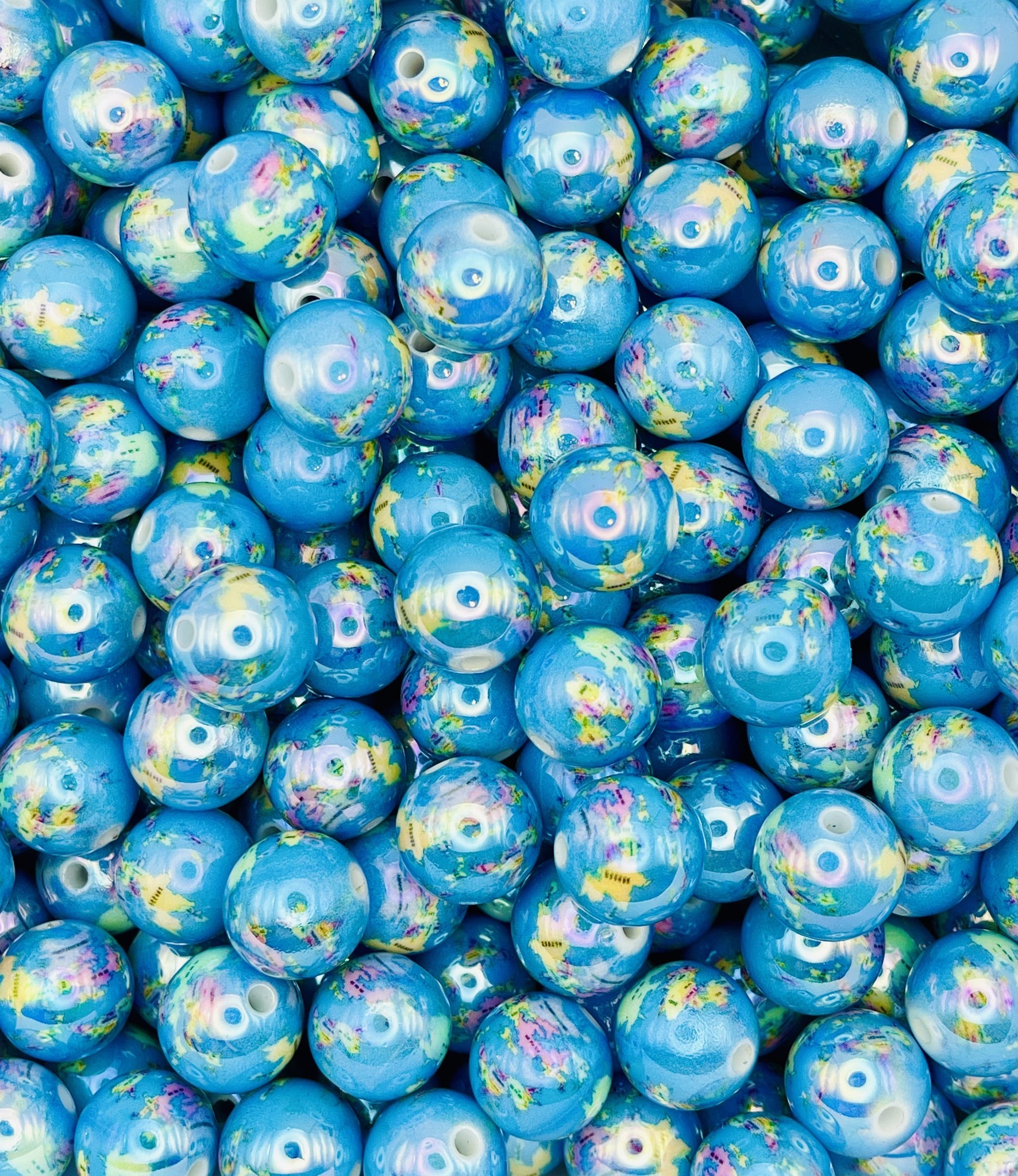 World Map Beads – 12mm Glossy Blue Globe-Inspired Beads for Jewelry & Crafts